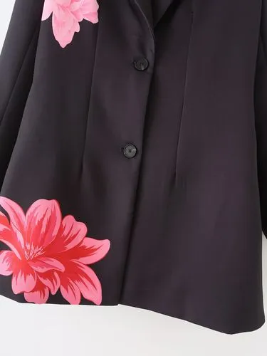 Women's Blazer Long Sleeve Blazers Button Casual Streetwear Flower