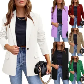 Women's Blazer Long Sleeve Blazers Pocket Elegant Formal Solid Color