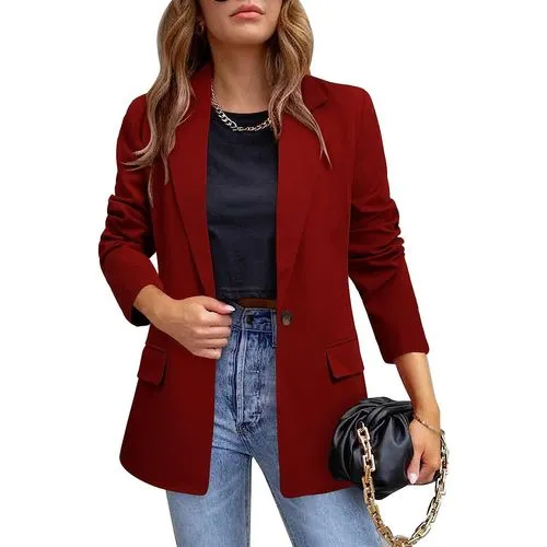 Women's Blazer Long Sleeve Blazers Pocket Elegant Formal Solid Color