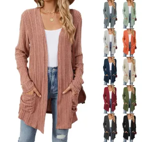 Women's Cardigan Long Sleeve Sweaters & Cardigans Casual Elegant Solid Color