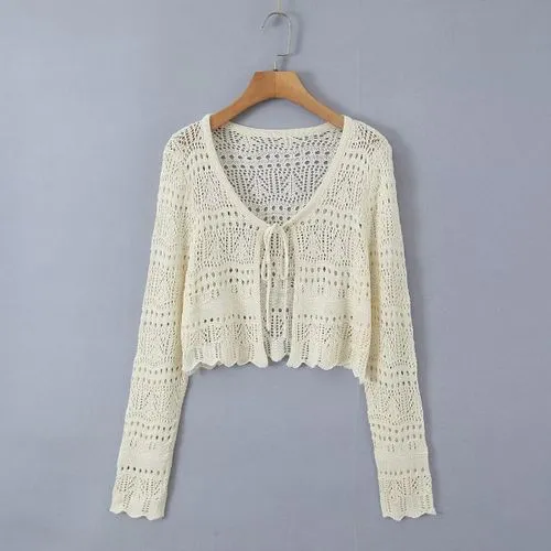 Women's Cardigan Long Sleeve Sweaters & Cardigans Hollow Out Elegant Streetwear Solid Color