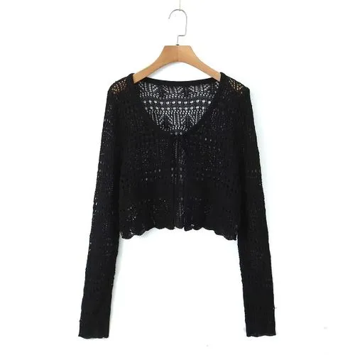 Women's Cardigan Long Sleeve Sweaters & Cardigans Hollow Out Elegant Streetwear Solid Color