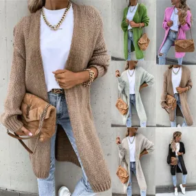 Women's Cardigan Sweater Long Sleeve Sweaters & Cardigans Casual Elegant Solid Color