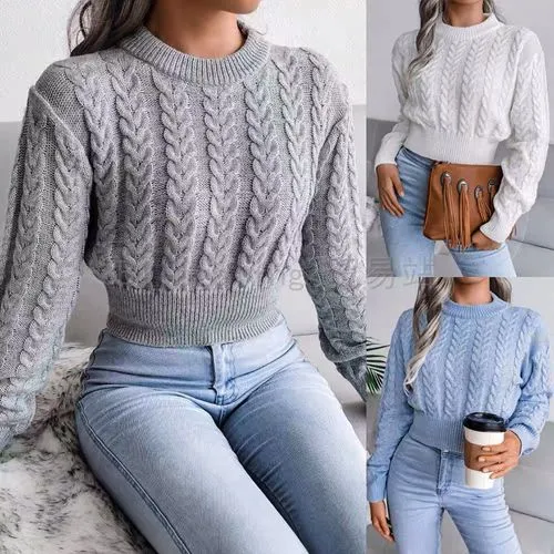 Women's Sweater Long Sleeve Sweaters & Cardigans Braid Casual Fashion Solid Color