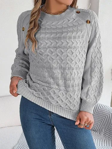 Women's Sweater Long Sleeve Sweaters & Cardigans Button Streetwear Solid Color