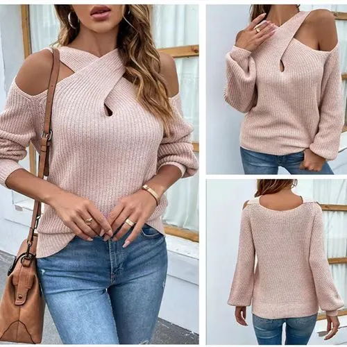 Women's Sweater Long Sleeve Sweaters & Cardigans Criss Cross Elegant Streetwear Solid Color