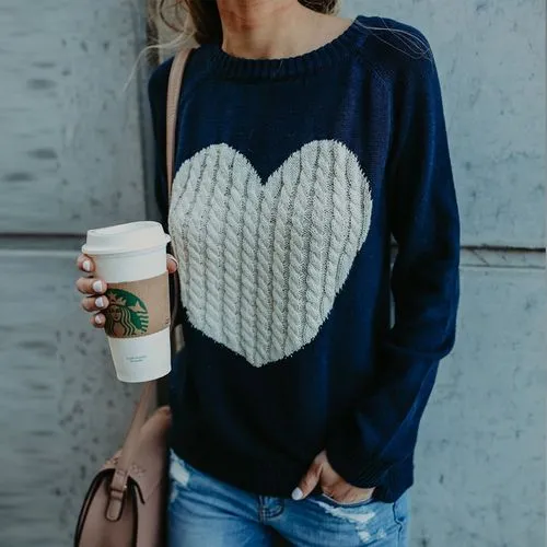 Women's Sweater Long Sleeve Sweaters & Cardigans Elegant Heart Shape