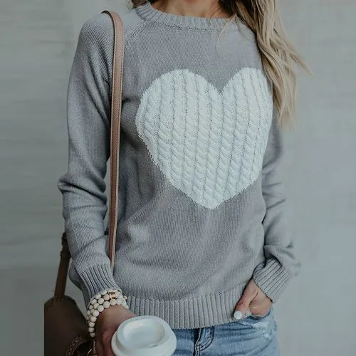 Women's Sweater Long Sleeve Sweaters & Cardigans Elegant Heart Shape