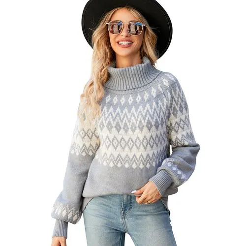 Women's Sweater Long Sleeve Sweaters & Cardigans Jacquard Casual Argyle