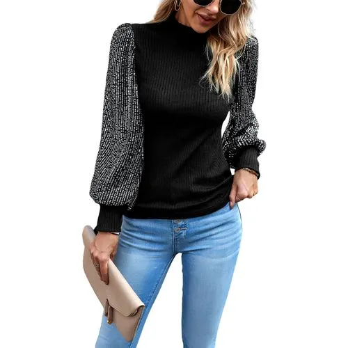 Women's Sweater Long Sleeve Sweaters & Cardigans Sequins Elegant Fashion Solid Color