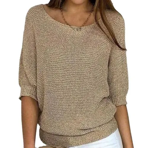 Women's T-shirt 3/4 Length Sleeve Sweaters & Cardigans Vacation Solid Color