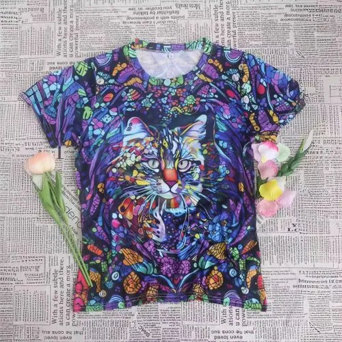 Women's T-shirt Short Sleeve T-Shirts Casual Cat