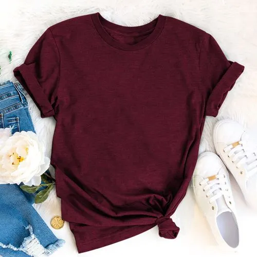 Women's T-shirt Short Sleeve T-shirts Casual Solid Color