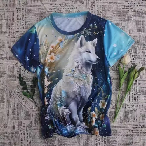 Women's T-shirt Short Sleeve T-Shirts Casual Wolf