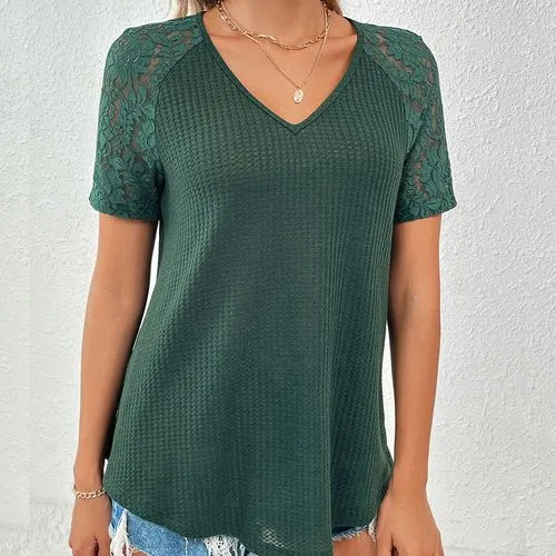 Women's T-shirt Short Sleeve T-Shirts Elegant Solid Color