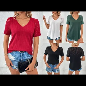 Women's T-shirt Short Sleeve T-Shirts Elegant Solid Color