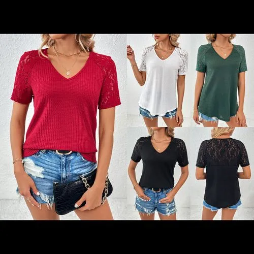 Women's T-shirt Short Sleeve T-Shirts Elegant Solid Color