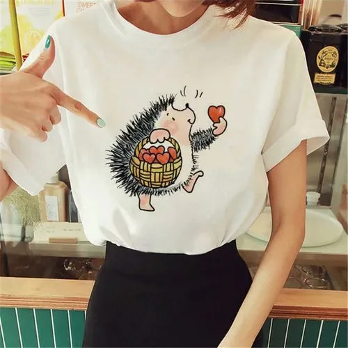 Women's T-shirt Short Sleeve T-Shirts Printing Casual Hedgehog