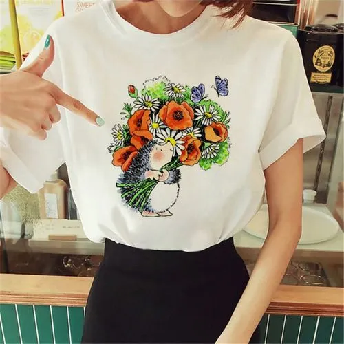 Women's T-shirt Short Sleeve T-Shirts Printing Casual Hedgehog