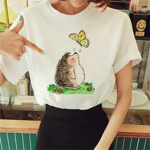 Women's T-shirt Short Sleeve T-Shirts Printing Casual Hedgehog