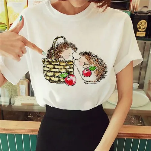 Women's T-shirt Short Sleeve T-Shirts Printing Casual Hedgehog