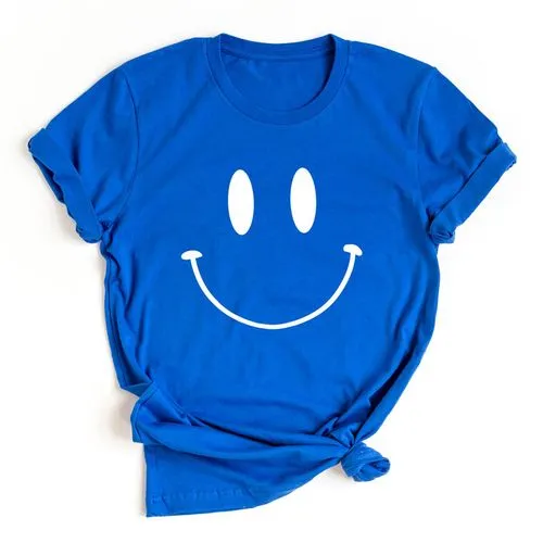 Women's T-shirt Short Sleeve T-Shirts Printing Casual Smile Face