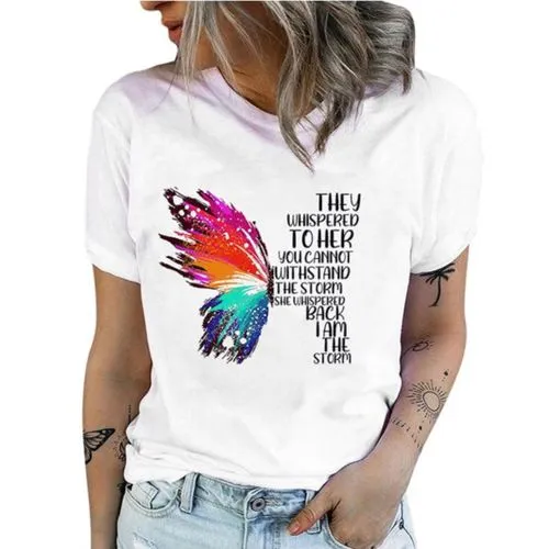 Women's T-shirt Short Sleeve T-shirts Printing Casual Streetwear Butterfly