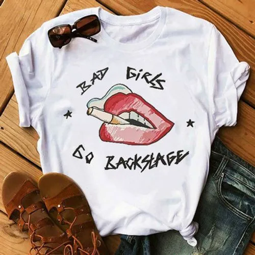 Women's T-shirt Short Sleeve T-shirts Printing Fashion Lips