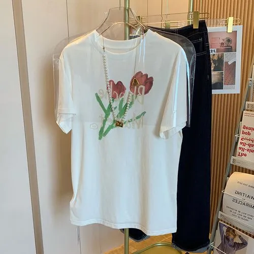 Women's T-shirt Short Sleeve T-Shirts Printing Pastoral Flower