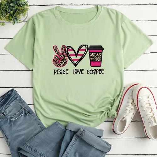 Women's T-shirt Short Sleeve T-shirts Printing Romantic Letter