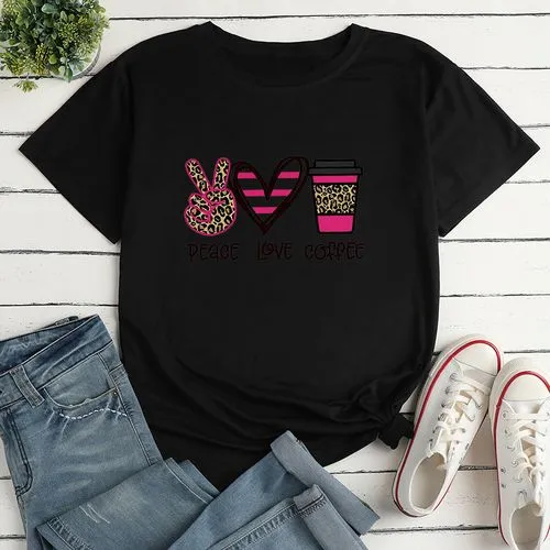 Women's T-shirt Short Sleeve T-shirts Printing Romantic Letter