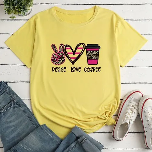 Women's T-shirt Short Sleeve T-shirts Printing Romantic Letter