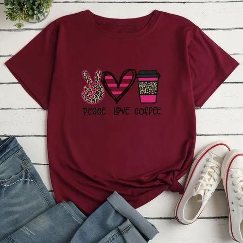 Women's T-shirt Short Sleeve T-shirts Printing Romantic Letter