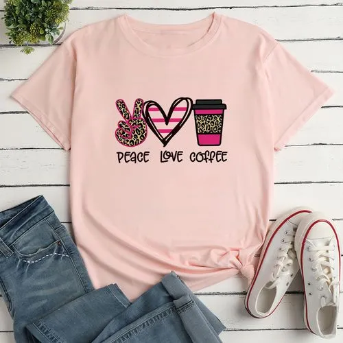 Women's T-shirt Short Sleeve T-shirts Printing Romantic Letter