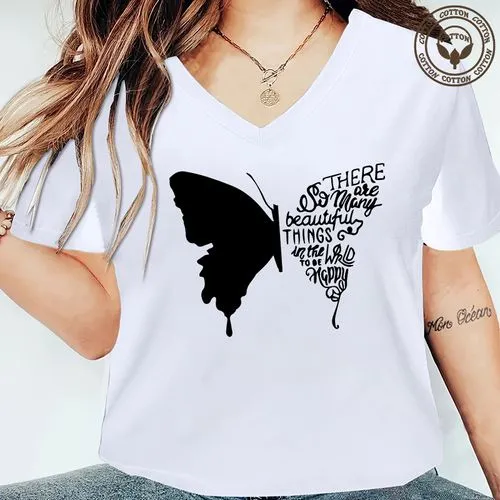 Women's T-shirt Short Sleeve T-Shirts Printing Simple Style Butterfly