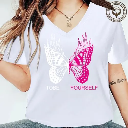 Women's T-shirt Short Sleeve T-Shirts Printing Simple Style Butterfly