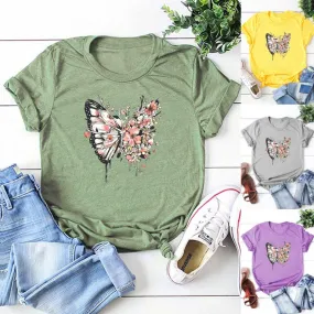 Women's T-shirt Short Sleeve T-shirts Printing Streetwear Butterfly