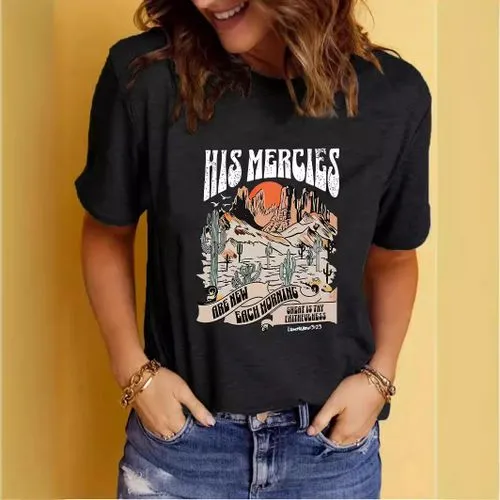 Women's T-shirt Short Sleeve T-Shirts Printing Streetwear Letter Scenery