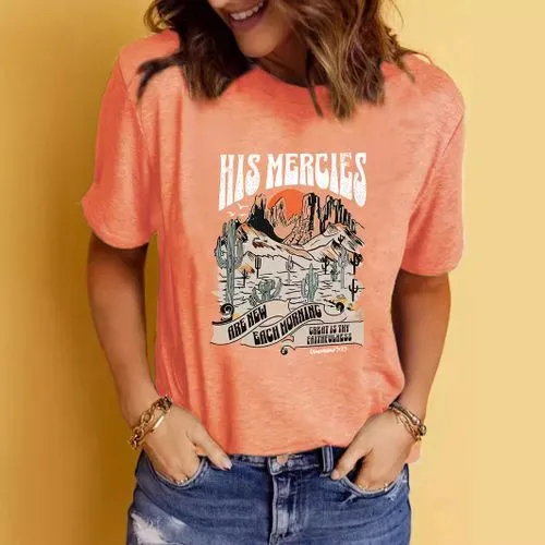 Women's T-shirt Short Sleeve T-Shirts Printing Streetwear Letter Scenery