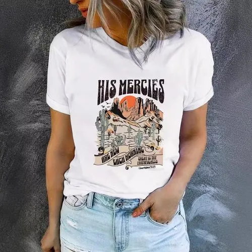 Women's T-shirt Short Sleeve T-Shirts Printing Streetwear Letter Scenery