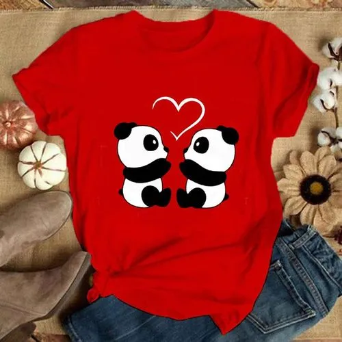 Women's T-shirt Short Sleeve T-shirts Printing Streetwear Panda