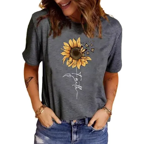 Women's T-shirt Short Sleeve T-Shirts Printing Streetwear Sunflower