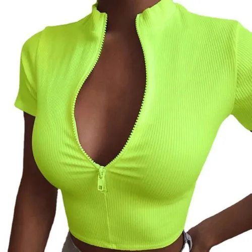 Women's T-shirt Short Sleeve T-shirts Sexy Solid Color