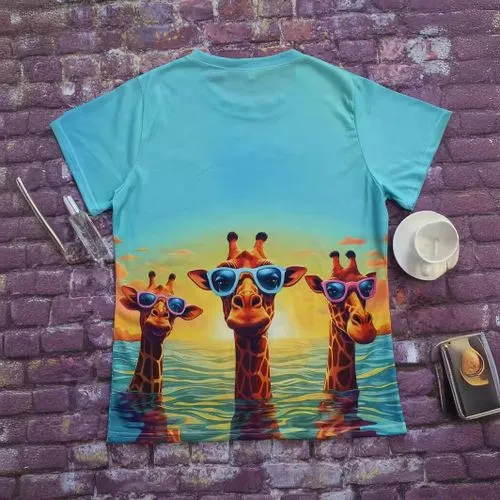 Women's T-shirt Short Sleeve T-Shirts Vacation Giraffe