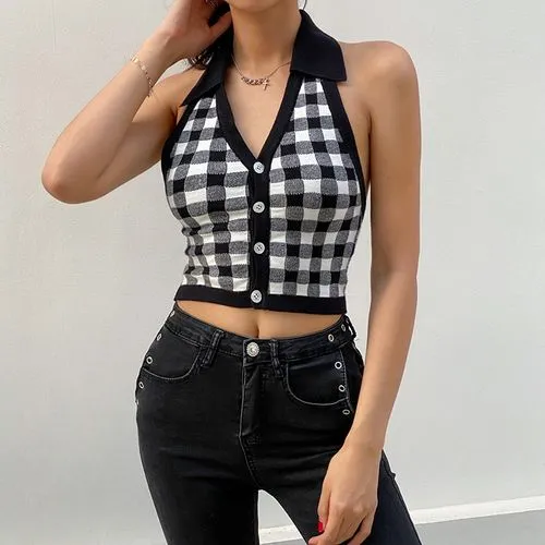 Women's Wrap Crop Top Sleeveless Sweaters & Cardigans Fashion Streetwear Geometric